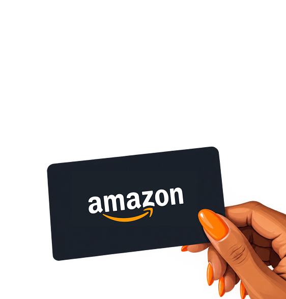 Hand holding an Amazon gift card available on RystalPay